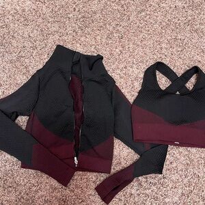 3 PCS- gym sportsbra, crop jacket & matching leggings